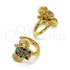 Oro Laminado Earcuff, Gold Filled Style Elephant Design, with Multicolor Micro Pave, Polished, Golden Finish, 02.210.0685.1