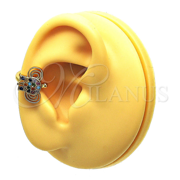 Gold Filled Ring — Earcuff Elephant Design with Multicolor Micro Pave Polished — main product view — SKU 148137 | Oro Laminado anillo — Earcuff Elephant diseño with Multicolor Micro Pave pulido — SKU 148137