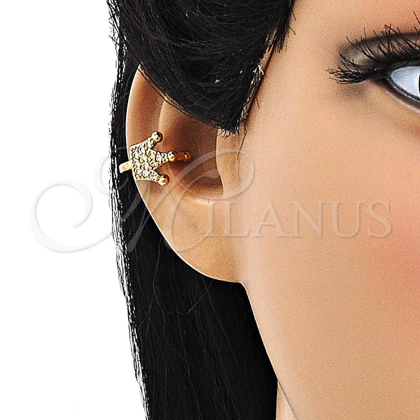 Gold Filled Ring — Earcuff Crown Design with White Micro Pave Polished — alternate product view — SKU 148138 | Oro Laminado anillo — Earcuff Crown diseño with blanco Micro Pave pulido — SKU 148138