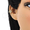 Oro Laminado Earcuff, Gold Filled Style Crown Design, with White Micro Pave, Polished, Golden Finish, 02.210.0686