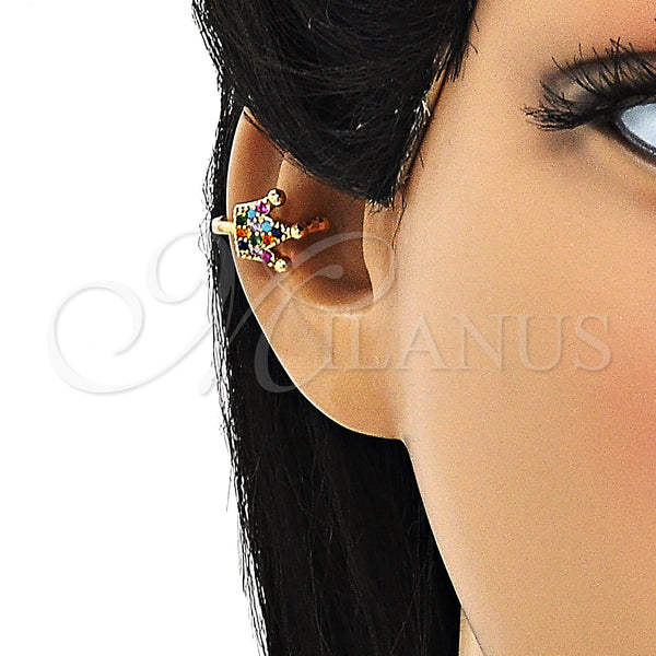Gold Filled Ring — Earcuff Crown Design with Multicolor Micro Pave Polished — alternate product view — SKU 148139 | Oro Laminado anillo — Earcuff Crown diseño with Multicolor Micro Pave pulido — SKU 148139