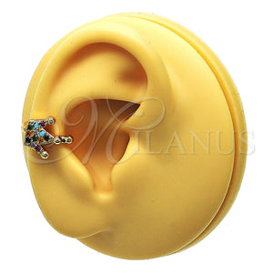 Gold Filled Ring — Earcuff Crown Design with Multicolor Micro Pave Polished — main product view — SKU 148139 | Oro Laminado anillo — Earcuff Crown diseño with Multicolor Micro Pave pulido — SKU 148139