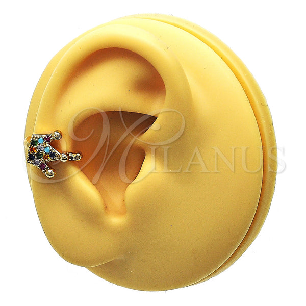 Gold Filled Ring — Earcuff Crown Design with Multicolor Micro Pave Polished — main product view — SKU 148139 | Oro Laminado anillo — Earcuff Crown diseño with Multicolor Micro Pave pulido — SKU 148139