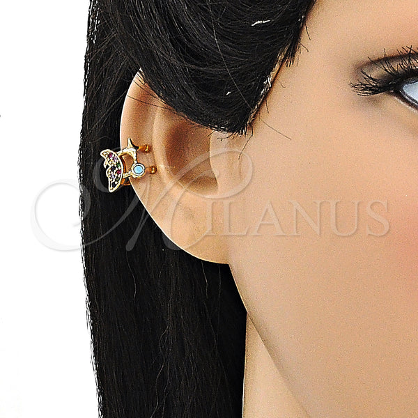 Gold Filled Ring — Earcuff Moon Design with Multicolor Micro Pave and — alternate product view — SKU 148143 | Oro Laminado anillo — Earcuff Moon diseño with Multicolor Micro Pave and — SKU 148143