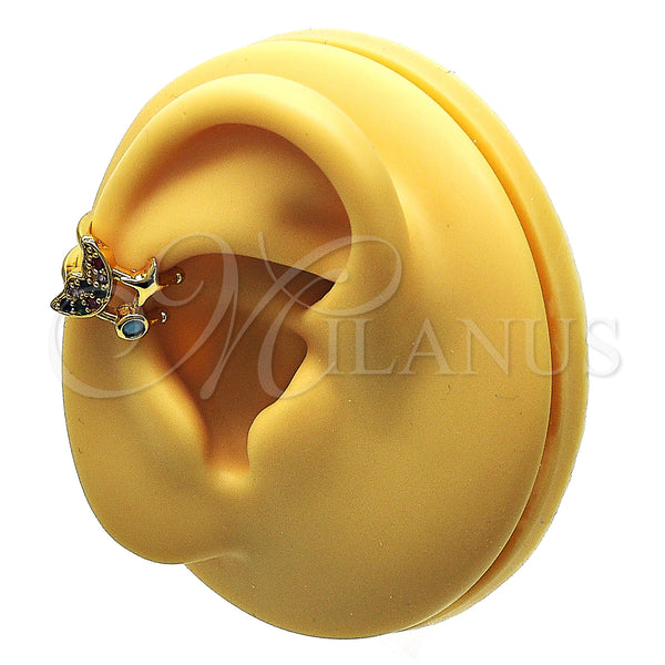 Gold Filled Ring — Earcuff Moon Design with Multicolor Micro Pave and — main product view — SKU 148143 | Oro Laminado anillo — Earcuff Moon diseño with Multicolor Micro Pave and — SKU 148143