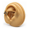 Oro Laminado Earcuff, Gold Filled Style Moon Design, with Multicolor Micro Pave and Turquoise Cubic Zirconia, Polished, Golden Finish, 02.210.0688.1