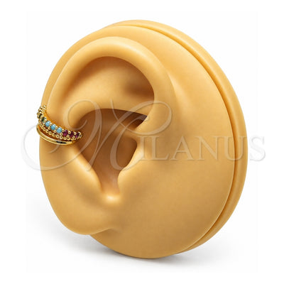 Oro Laminado Earcuff, Gold Filled Style with Multicolor Micro Pave, Polished, Golden Finish, 02.210.0689.1
