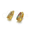 Oro Laminado Earcuff, Gold Filled Style with Multicolor Micro Pave, Polished, Golden Finish, 02.210.0689.1