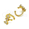Oro Laminado Earcuff, Gold Filled Style with White Cubic Zirconia, Polished, Golden Finish, 02.210.0690