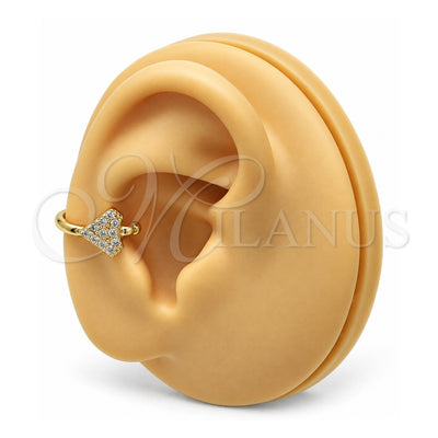 Oro Laminado Earcuff, Gold Filled Style with White Micro Pave, Polished, Golden Finish, 02.210.0691