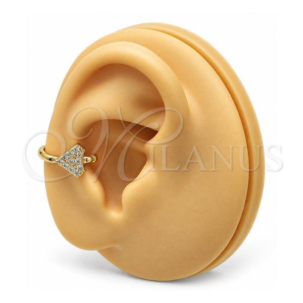 Oro Laminado Earcuff, Gold Filled Style with White Micro Pave, Polished, Golden Finish, 02.210.0691