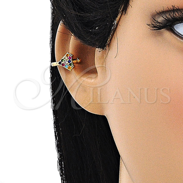 Gold Filled Ring — Earcuff with Multicolor Micro Pave Polished 02. — alternate product view — SKU 148149 | Oro Laminado anillo — Earcuff with Multicolor Micro Pave pulido 02. — SKU 148149