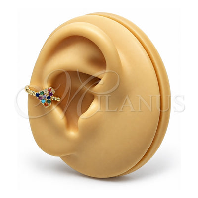 Oro Laminado Earcuff, Gold Filled Style with Multicolor Micro Pave, Polished, Golden Finish, 02.210.0691.1
