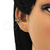 Oro Laminado Earcuff, Gold Filled Style Flower Design, with Multicolor Micro Pave, Polished, Golden Finish, 02.210.0693.1