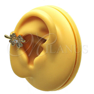Gold Filled Ring — Earcuff Four-leaf Clover Design with White Micro Pave — main product view — SKU 148154 | Oro Laminado anillo — Earcuff Four-leaf Clover diseño with blanco Micro Pave — SKU 148154