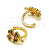 Oro Laminado Earcuff, Gold Filled Style Four-leaf Clover Design, with Multicolor Micro Pave, Polished, Golden Finish, 02.210.0694.1