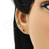 Oro Laminado Earcuff, Gold Filled Style Baguette Design, with Multicolor Cubic Zirconia, Polished, Golden Finish, 02.210.0695.1