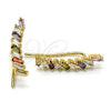 Oro Laminado Earcuff, Gold Filled Style Baguette Design, with Multicolor Cubic Zirconia, Polished, Golden Finish, 02.210.0695.1