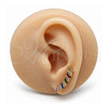 Oro Laminado Earcuff, Gold Filled Style Baguette Design, with Multicolor Cubic Zirconia, Polished, Golden Finish, 02.210.0695.1