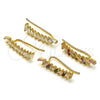 Oro Laminado Earcuff, Gold Filled Style Baguette Design, with Multicolor Cubic Zirconia, Polished, Golden Finish, 02.210.0695.1