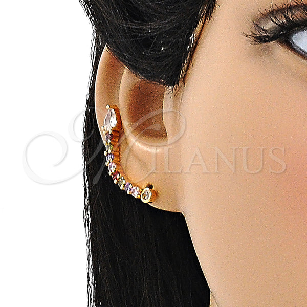 Gold Filled Ring — Earcuff Teardrop Design with Multicolor Micro Pave and — alternate product view — SKU 148159 | Oro Laminado anillo — Earcuff Teardrop diseño with Multicolor Micro Pave and — SKU 148159