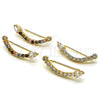 Oro Laminado Earcuff, Gold Filled Style Teardrop Design, with Multicolor Micro Pave and White Cubic Zirconia, Polished, Golden Finish, 02.210.0696.1
