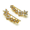 Oro Laminado Earcuff, Gold Filled Style Flower and Star Design, with White Micro Pave and White Cubic Zirconia, Polished, Golden Finish, 02.210.0698