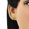 Oro Laminado Earcuff, Gold Filled Style Heart Design, with White Cubic Zirconia, Polished, Golden Finish, 02.210.0700