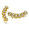 Oro Laminado Earcuff, Gold Filled Style Heart Design, with White Cubic Zirconia, Polished, Golden Finish, 02.210.0700