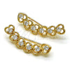 Oro Laminado Earcuff, Gold Filled Style Heart Design, with White Cubic Zirconia, Polished, Golden Finish, 02.210.0700