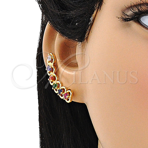 Gold Filled Ring — Earcuff Heart Design with Multicolor Cubic Zirconia Polished — alternate product view — SKU 148167 | Oro Laminado anillo — Earcuff corazón diseño with Multicolor Cubic Zirconia pulido — SKU 148167