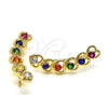 Oro Laminado Earcuff, Gold Filled Style Heart Design, with Multicolor Cubic Zirconia, Polished, Golden Finish, 02.210.0700.1