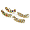 Oro Laminado Earcuff, Gold Filled Style Heart Design, with Multicolor Cubic Zirconia, Polished, Golden Finish, 02.210.0700.1
