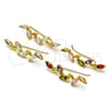 Oro Laminado Earcuff, Gold Filled Style Leaf Design, with White Cubic Zirconia, Polished, Golden Finish, 02.210.0701