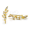 Oro Laminado Earcuff, Gold Filled Style Leaf Design, with Multicolor Cubic Zirconia, Polished, Golden Finish, 02.210.0701.1