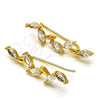 Oro Laminado Earcuff, Gold Filled Style Leaf Design, with Multicolor Cubic Zirconia, Polished, Golden Finish, 02.210.0701.1