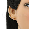Oro Laminado Earcuff, Gold Filled Style Heart Design, with Multicolor Cubic Zirconia, Polished, Golden Finish, 02.210.0703.1