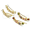 Oro Laminado Earcuff, Gold Filled Style Heart Design, with Multicolor Cubic Zirconia, Polished, Golden Finish, 02.210.0703.1
