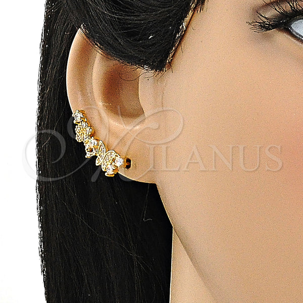 Gold Filled Ring — Earcuff Butterfly and Flower Design with White Micro — alternate product view — SKU 148177 | Oro Laminado anillo — Earcuff Butterfly and flor diseño with blanco Micro — SKU 148177
