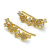 Oro Laminado Earcuff, Gold Filled Style Butterfly and Flower Design, with White Micro Pave and White Cubic Zirconia, Polished, Golden Finish, 02.210.0704