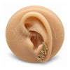 Oro Laminado Earcuff, Gold Filled Style Butterfly and Flower Design, with White Micro Pave and White Cubic Zirconia, Polished, Golden Finish, 02.210.0704