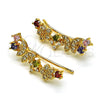 Oro Laminado Earcuff, Gold Filled Style Butterfly and Flower Design, with Multicolor Cubic Zirconia and White Micro Pave, Polished, Golden Finish, 02.210.0704.1