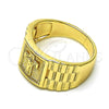 Oro Laminado Mens Ring, Gold Filled Style Crucifix Design, Polished, Golden Finish, 01.380.0018.12 (Size 12)