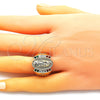 Oro Laminado Multi Stone Ring, Gold Filled Style Guadalupe and Cross Design, with Multicolor Cubic Zirconia, Polished, Golden Finish, 01.380.0019.1.09 (Size 9)
