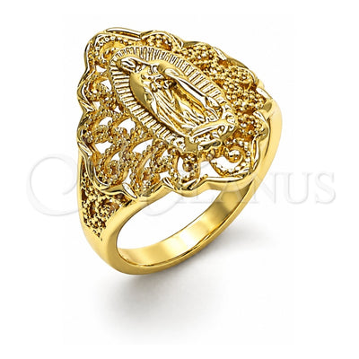 Oro Laminado Elegant Ring, Gold Filled Style Guadalupe Design, Polished, Golden Finish, 01.380.0021.07 (Size 7)
