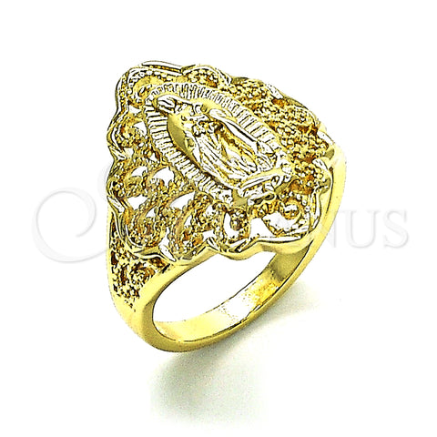 Oro Laminado Elegant Ring, Gold Filled Style Guadalupe Design, Polished, Golden Finish, 01.380.0021.07 (Size 7)