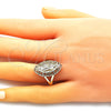 Oro Laminado Elegant Ring, Gold Filled Style Guadalupe and Flower Design, Polished, Golden Finish, 01.380.0012.1.08 (Size 8)