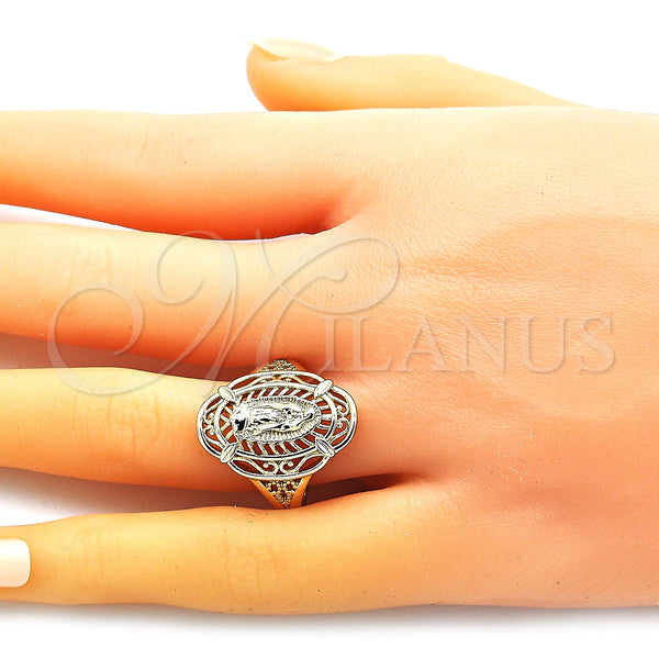 Gold Filled Ring — Elegant Ring Guadalupe Design Polished 01. Size 8 — alternate product view — SKU 148215 | Oro Laminado anillo — Elegant Ring Guadalupe diseño pulido 01. Size 8 — SKU 148215