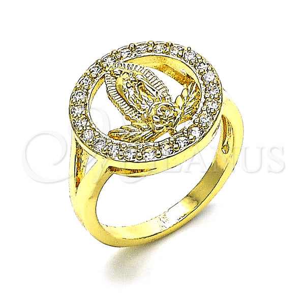 Gold Filled Ring — Multi Stone Ring Guadalupe and Flower Design with — main product view — SKU 148226 | Oro Laminado anillo — Multi Stone Ring Guadalupe and flor diseño with — SKU 148226