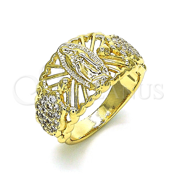 Gold Filled Ring — Multi Stone Ring Guadalupe and Turtle Design with — main product view — SKU 148233 | Oro Laminado anillo — Multi Stone Ring Guadalupe and Turtle diseño with — SKU 148233